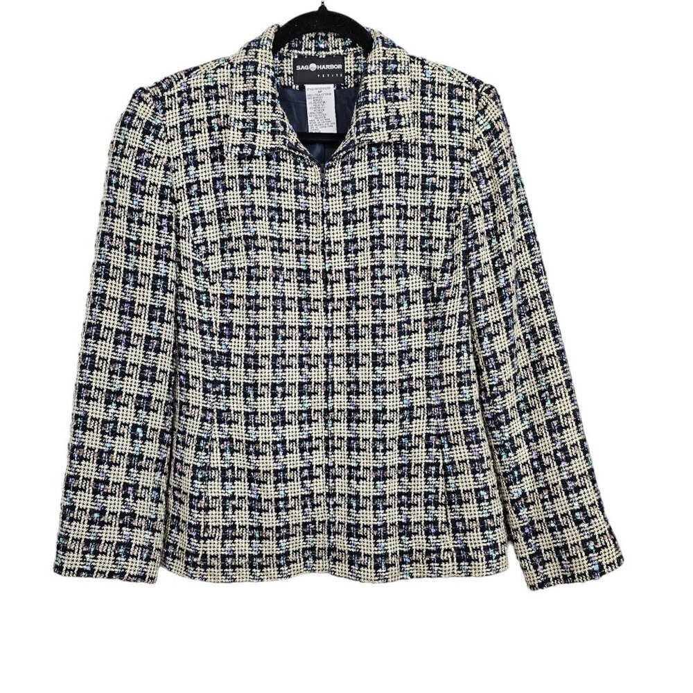 🔥Sag Harbor Tweed Zip Up Cardigan Blazer Jacket